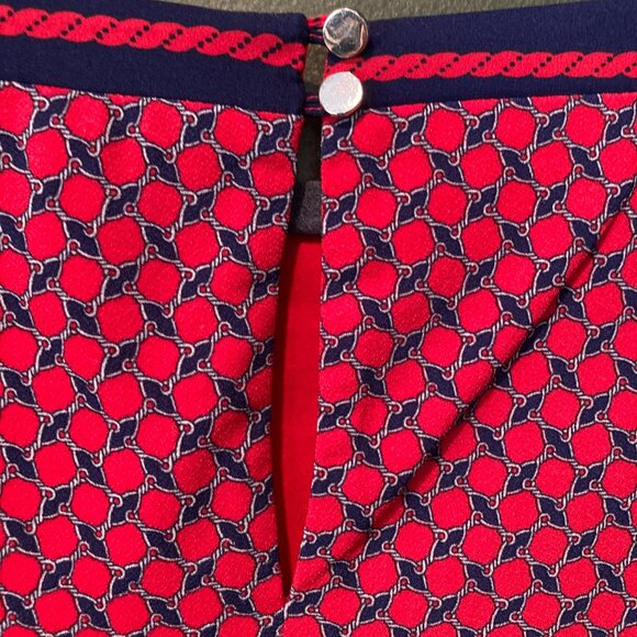 Ann Taylor Nautical Chain Link Dress, Red with Blue chains, Size M - Picture 3 of 7